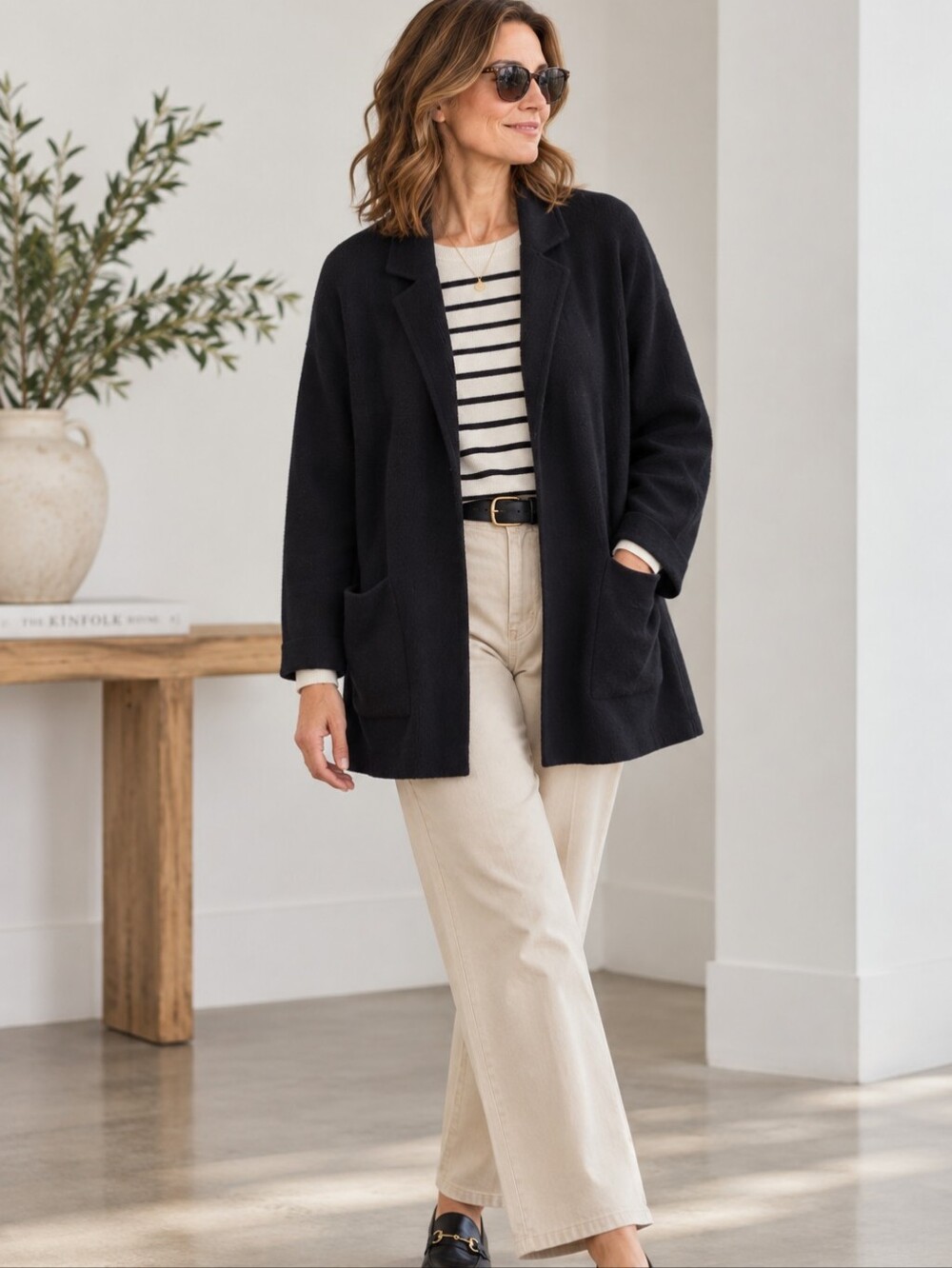 J. Crew Eloise Black Knit Open cardigan Merino blend Sweater size Medium New